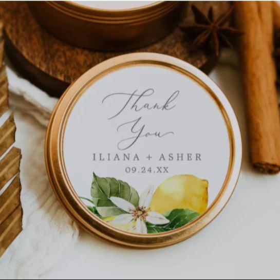 Custom Lemon Wedding Thank You - Personalised Candle Label review and price