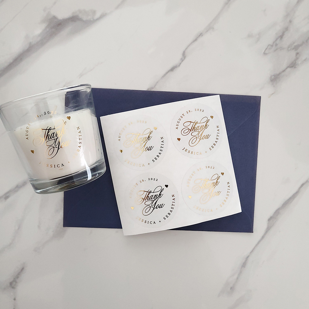 Custom 50pcs Round Gold Foil C - Personalised Candle Label review and price