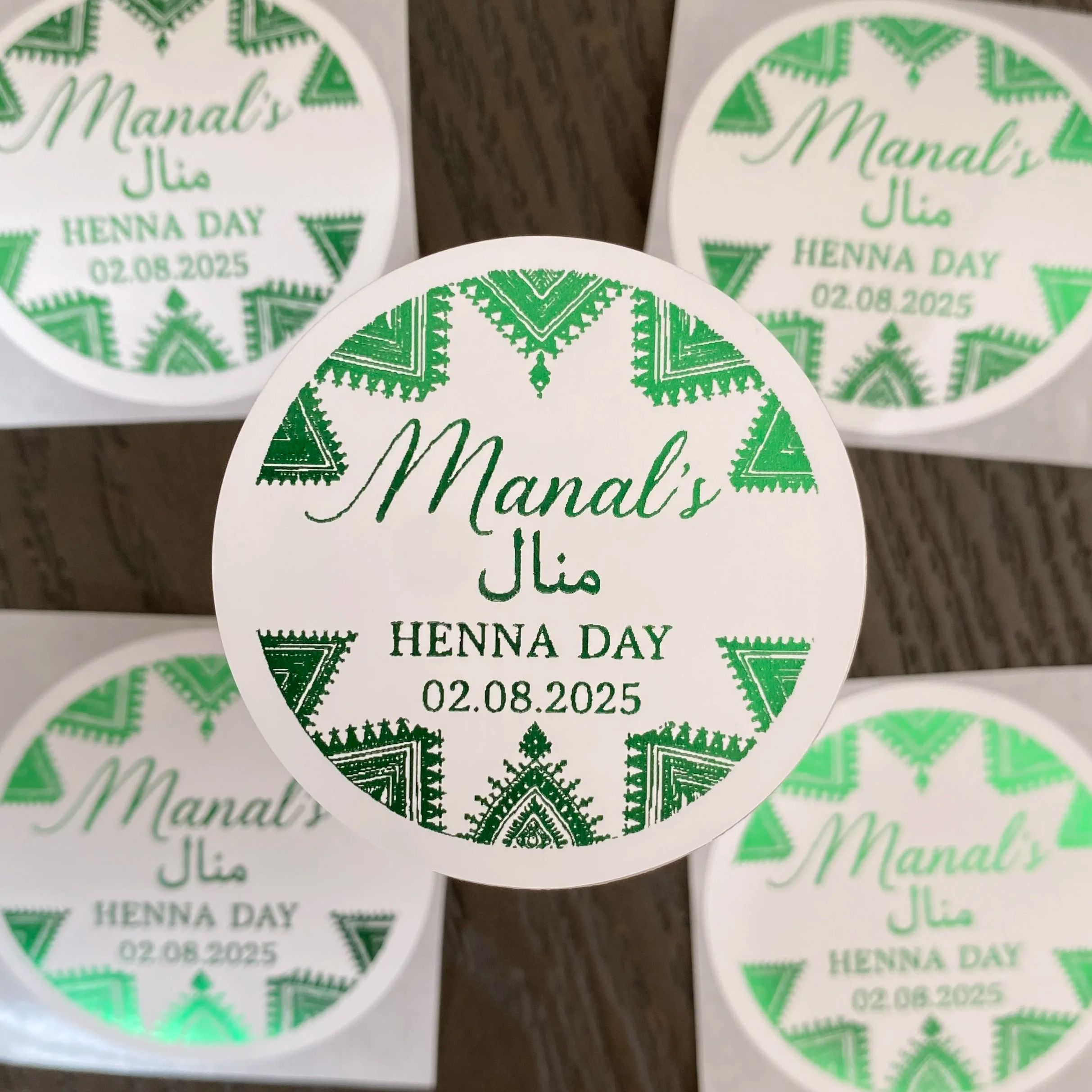 Green Mehndi Decorations Cotto - Personalised Candle Label review and price